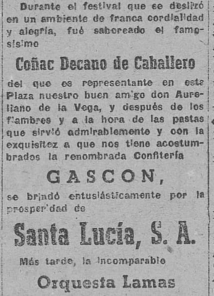 Segundo aniversario de la instalacioón de la sucursal de Santa Lucía, SA en Ferrol (El Correo Gallego, 17 de diciembre de 1945)